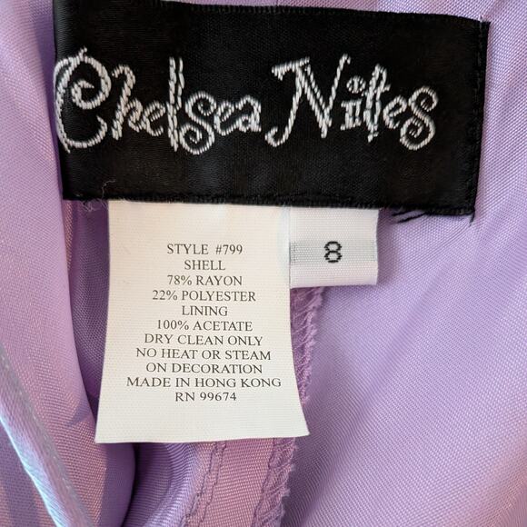 Vintage Nites Prom Dress Maxi Gown 8 Purple Y2K Fairy Princess Glam Bead Satin - Picture 11 of 15